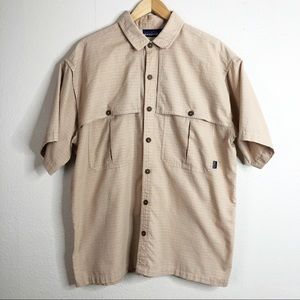 🌿 Patagonia Men’s Pink Gray Button Down Shirt